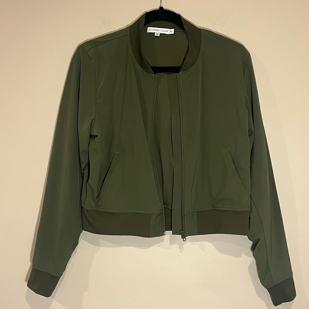 Ruched Cropped Bomber Jacket- Size M